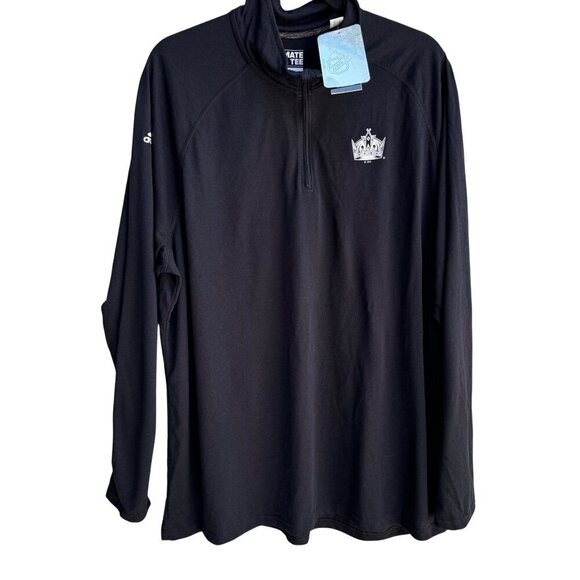Adidas NHL Los Angeles Kings Hockey Mens Ultimate Tee Black Half-Zip Pullover 2X - Picture 1 of 11